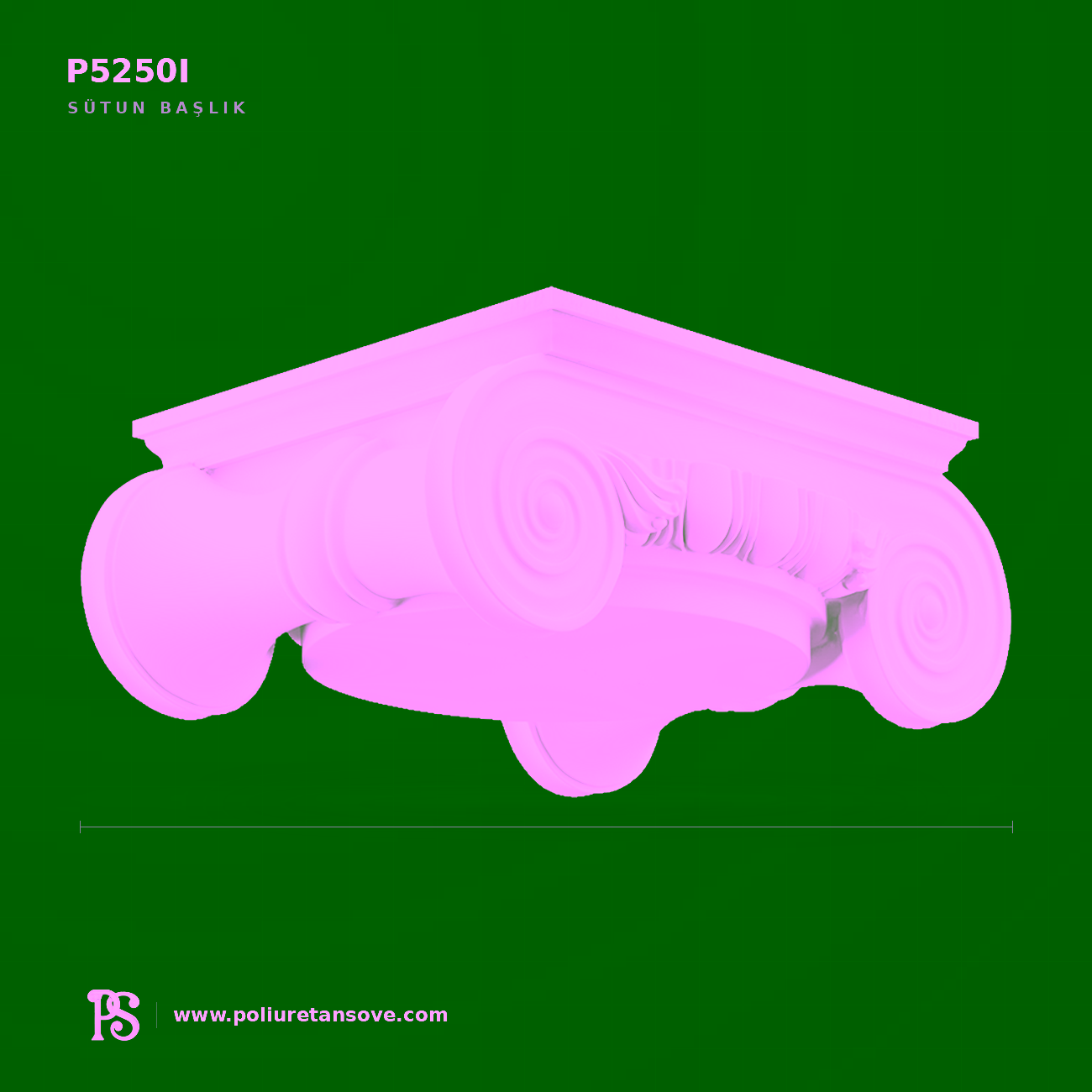 Poliüretan İyon Tarzı Klasik Sütun Başlığı P5250I (85×85 cm)