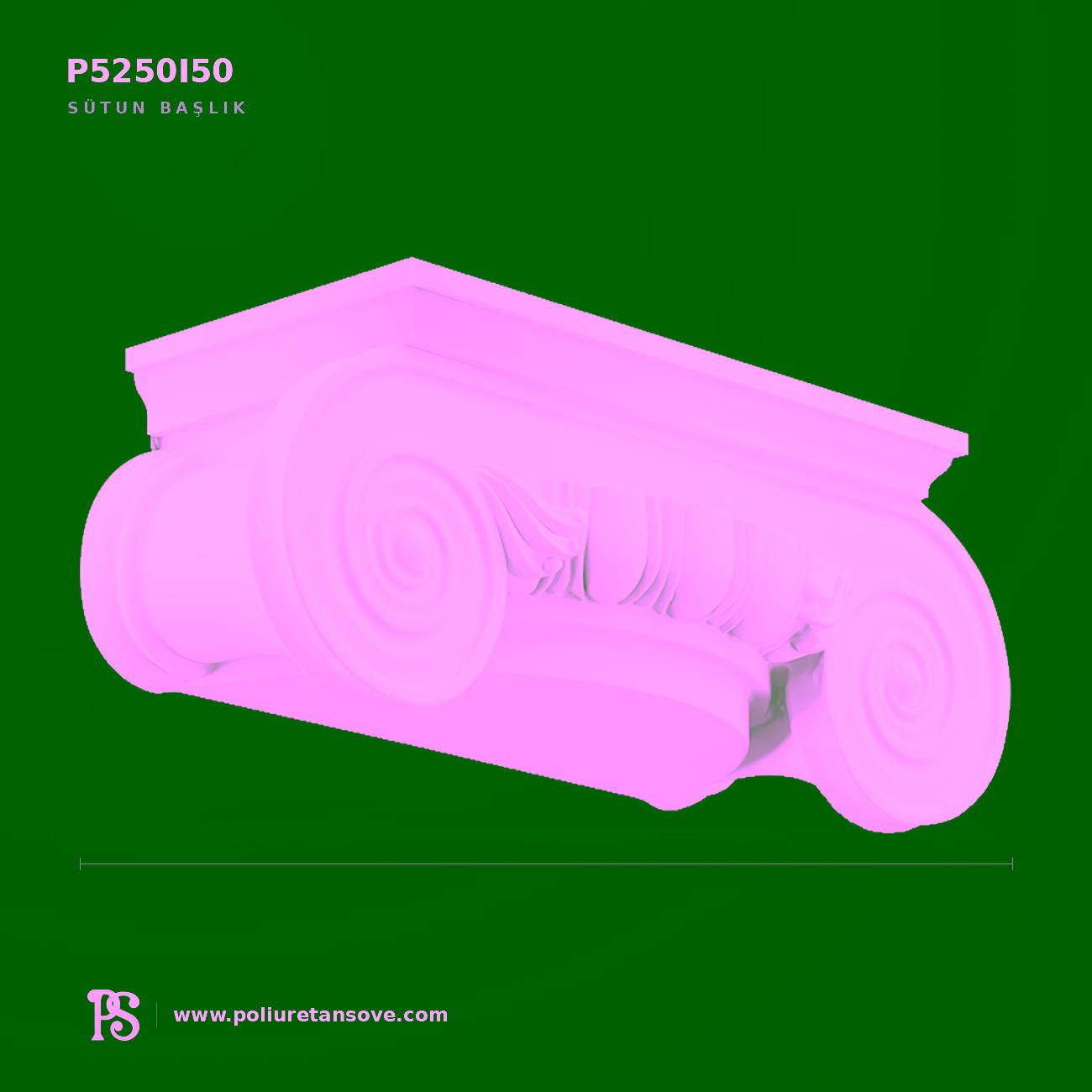 Poliüretan İyonik Dekoratif Sütun Başlığı 425x850x692 mm