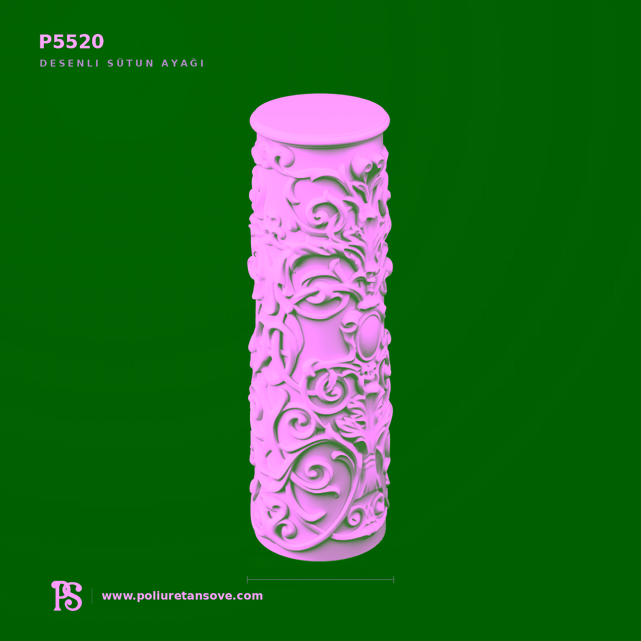 Poliüretan Desenli Klasik Sütun Kaidesi 25.5×69.2 cm P5520