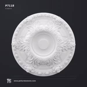 Klasik Akantus Yapraklı Dekoratif Poliüretan Tavan Göbeği (49x49 cm)