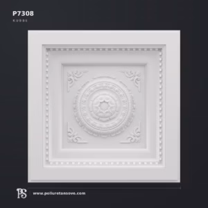 Poliüretan Kare Tavan Göbeği ve Motifli Panel (P7308)
