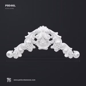 P8046L Klasik Kavisli Poliüretan Kapı Tacı ve Süsleme Alınlığı 27x60.4 cm