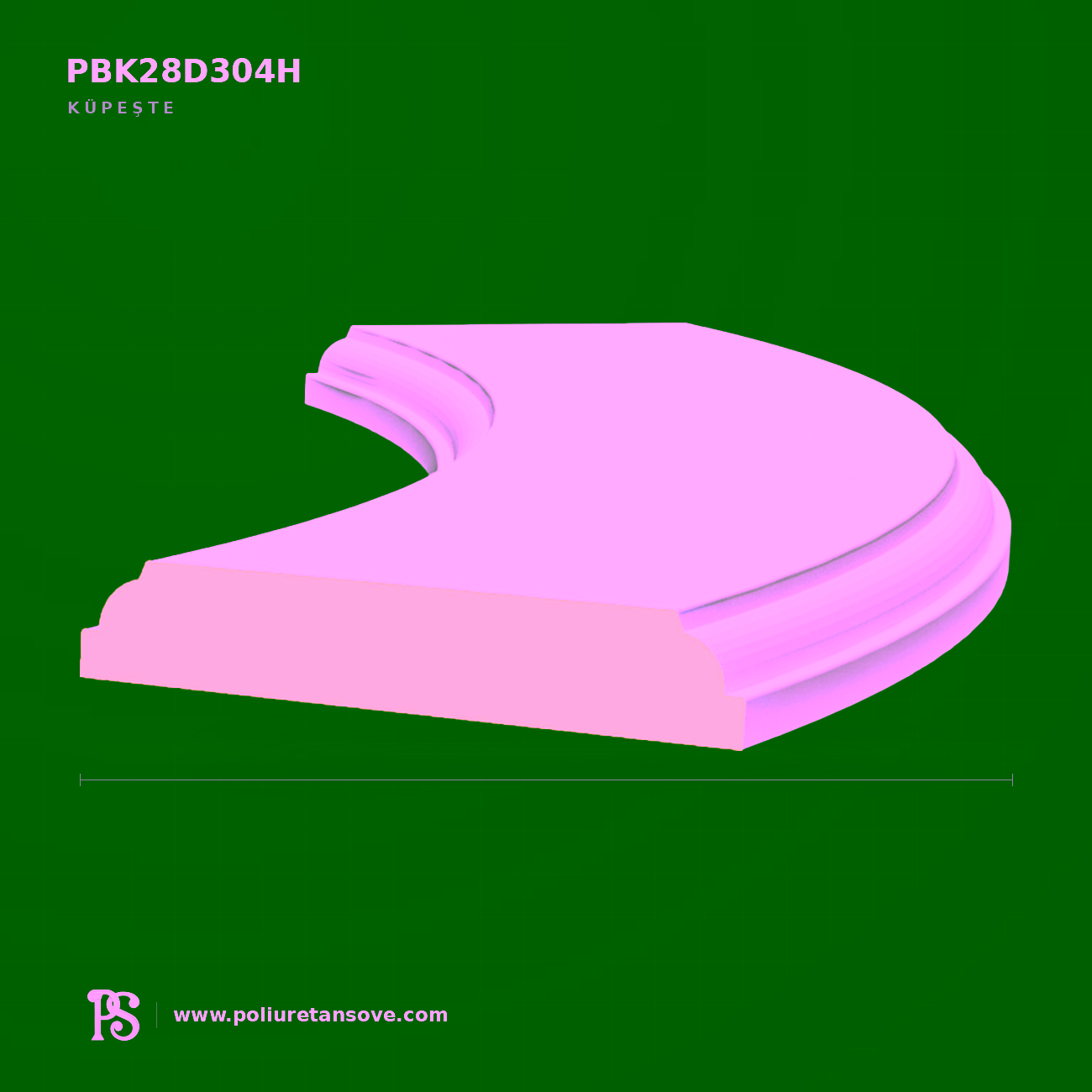 Kavisli Poliüretan Küpeşte ve Tırabzan Profili 385x1336x50 mm