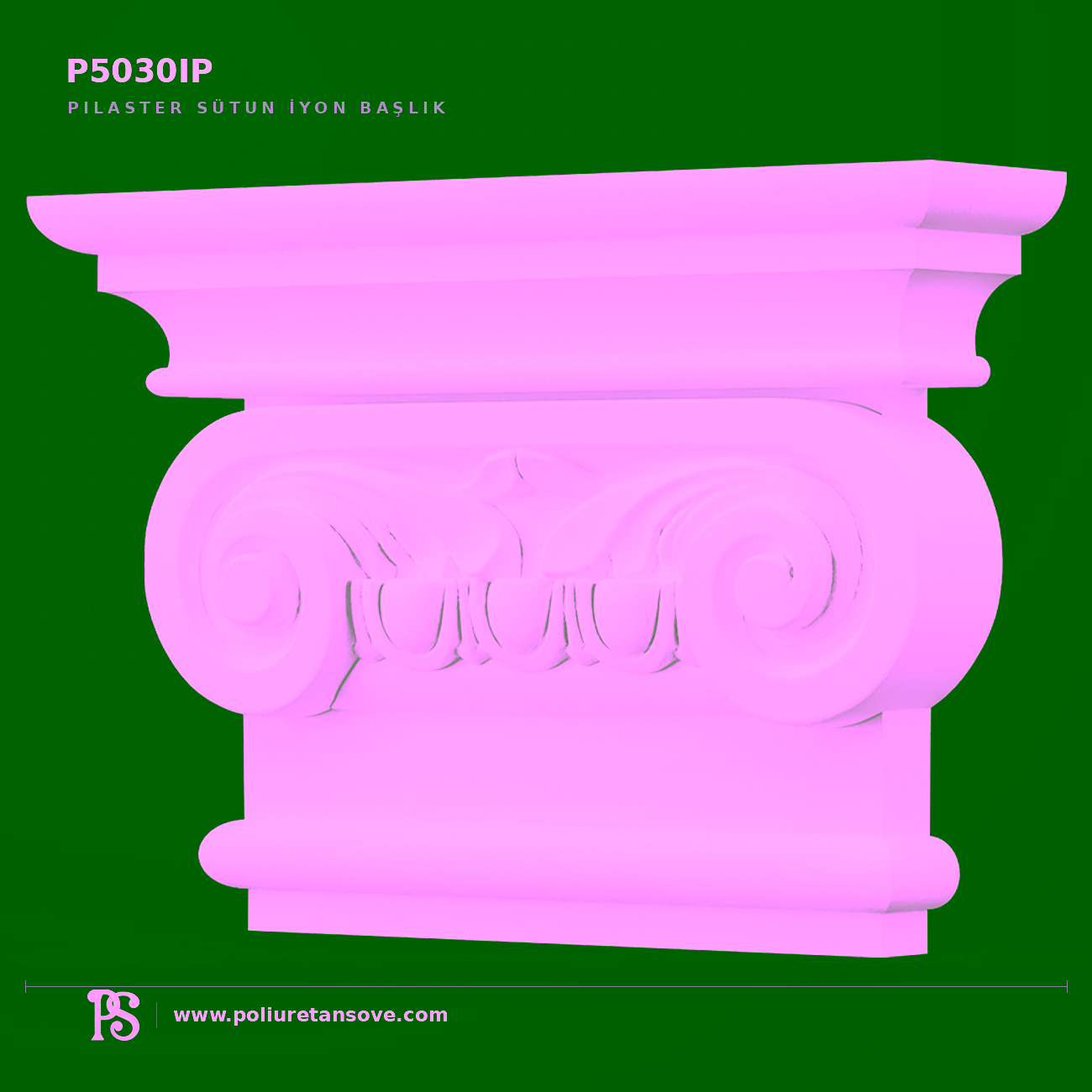 Poliüretan Söve İyon Başlıklı Pilaster Duvar Süsleme Modeli 9×42 cm